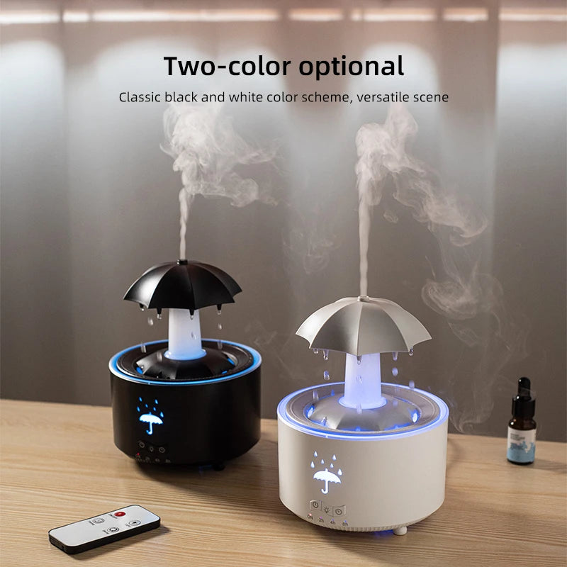 Cloud Rain Humidifier Raindrop Aroma Essential Oil DiffuserRemote Control Night Light Desktop Fountain Water Drop Sound for Home