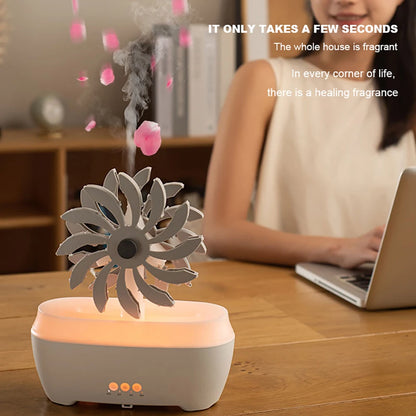 WINDMILL ATMOSPHERE LAMP Humidifier Flame Volcano Light Timer  Flame Humidifier Ultrasonic Essential Oil Diffuser