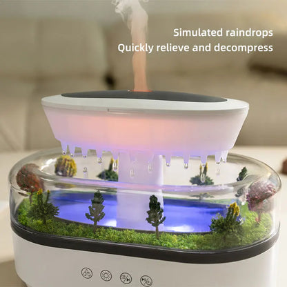 New Raindrop Green Landscape Humidifier, Air Humidifier Diffuser with Essential Oil Aromatherapy Function, Suitable for Home Use