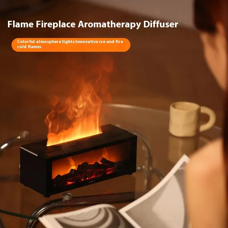 New Flame Fireplace Aroma Diffuser Air Humidifier with Timer Remote and Waterless Auto Off for Home Room Office Creative Gift