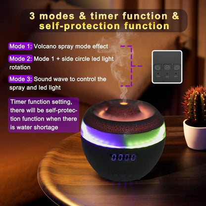 Flame Humidifier with Colorful LED Lights New Upgraded Essential Oil Diffusers, Decibel-Low Diffuser Humidifier for Home, Yoga