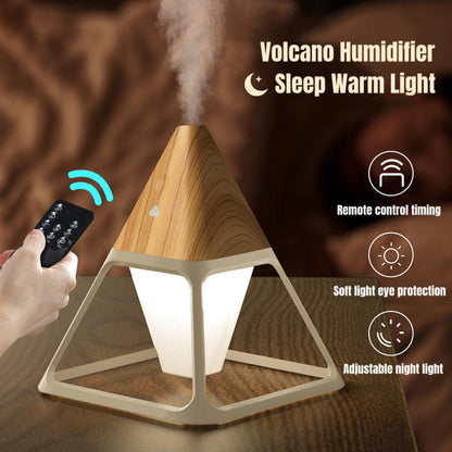 Remote Control Wood Grain USB Volcano Pyramid Air Humidifier