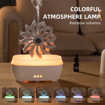 WINDMILL ATMOSPHERE LAMP Humidifier Flame Volcano Light Timer  Flame Humidifier Ultrasonic Essential Oil Diffuser