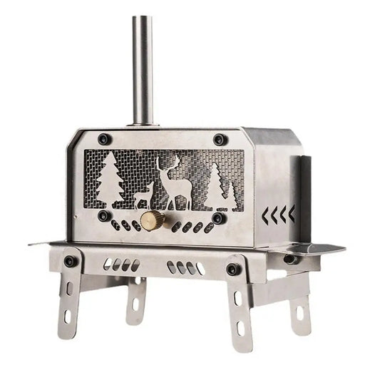 Camping Tent Firewood Stove Portable Wood Burning Stove Multifunctional Firewood Burner Utdoor Incense Holder Christmas Tree/Elk