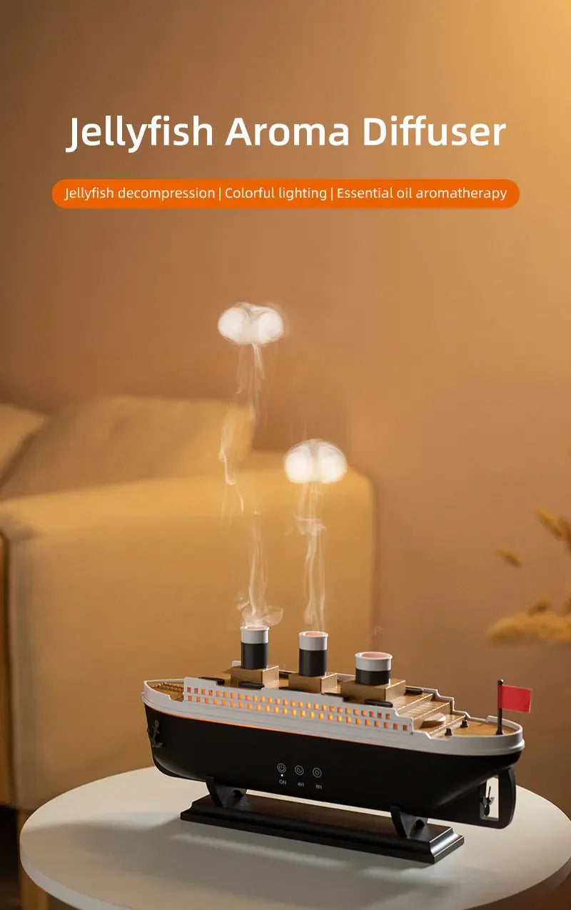 Luxury Ocean Liner Electric Aroma Air Humidifier Cruise Ship Model Aromatherapy Essential Oil Diffuser for Home Decoration