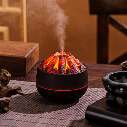 2024 New 300ML Artificial Charcoal Fire Air Humidifier Aroma Diffuser Mist Sprayer Mini Diffuser with Night Light for Home