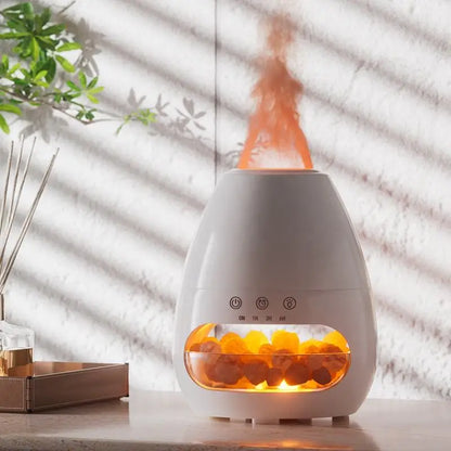 New Fashion 3D Fire Flame Cool Misting Humidifier Ultrasonic Salt Stone Essential Oil Volcanic Aroma Diffuser