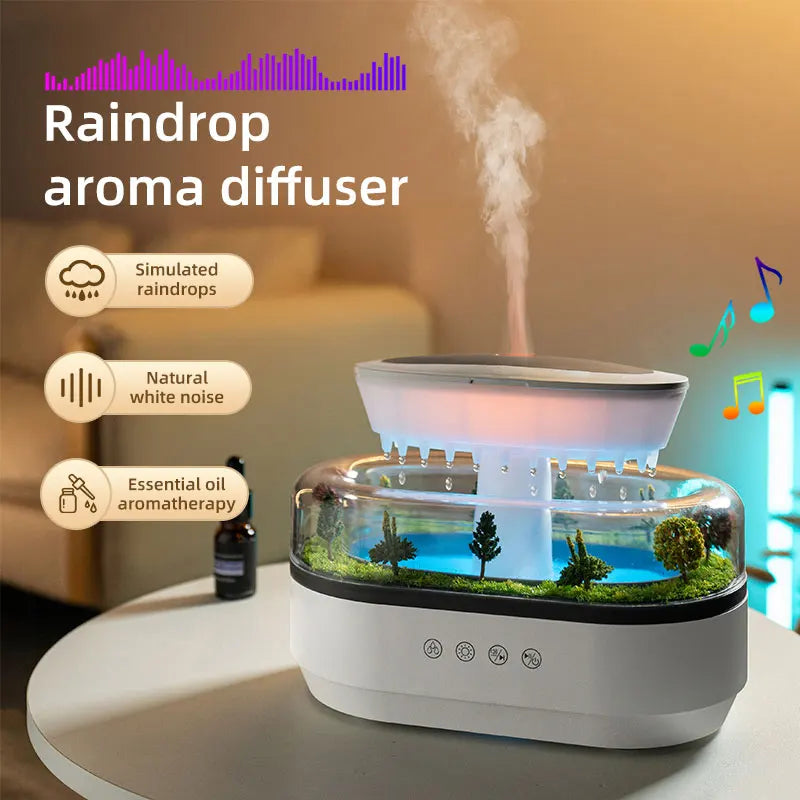 New Raindrop Green Landscape Humidifier, Air Humidifier Diffuser with Essential Oil Aromatherapy Function, Suitable for Home Use