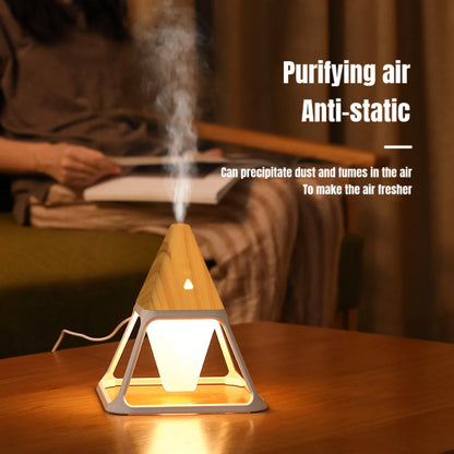 Remote Control Wood Grain USB Volcano Pyramid Air Humidifier