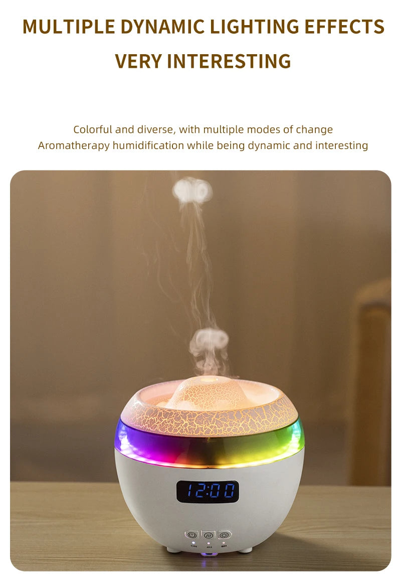 Flame Humidifier with Colorful LED Lights New Upgraded Essential Oil Diffusers, Decibel-Low Diffuser Humidifier for Home, Yoga